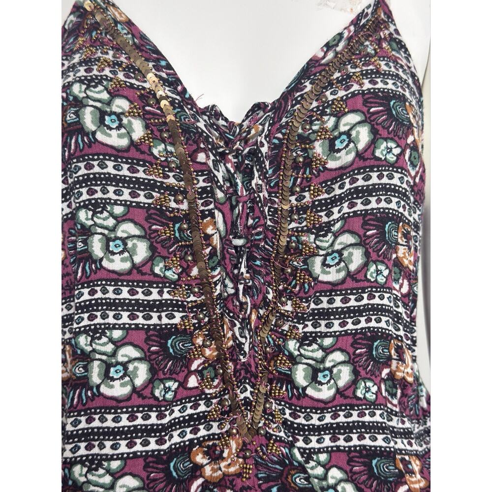 American Eagle Women’s Boho Floral Viscose Romper Hippie Festival Summer Size L - Picture 4 of 16